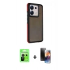 MARSİLYAN™- Redmi Note 13 Pro 5G Kılıf Eksen Işık - Siyah 3D Antistatik Mat Seramik Nano Ekran Koruyucu + Raze Metal Kamera Lens - SH