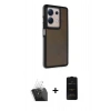 MARSİLYAN™- Redmi Note 13 Pro 5G Kılıf Eksen Işık - Siyah 6D Antistatik Mat Seramik Hayalet Nano Ekran Koruyucu + Kamera Lens Koruma Cam - SF