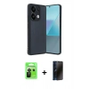 MARSİLYAN™- Redmi Note 13 Pro 5G Kılıf Kıvılcım Işık Serisi - Siyah 3D Antistatik Hayalet Cam Ekran Koruyucu + Raze Metal Kamera Lens - SH