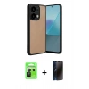 MARSİLYAN™- Redmi Note 13 Pro 5G Kılıf Kıvılcım Işık Serisi - Siyah 3D Antistatik Hayalet Cam Ekran Koruyucu + Raze Metal Kamera Lens - SH