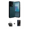 MARSİLYAN™- Redmi Note 13 Pro 5G Kılıf Kıvılcım Işık Serisi - Siyah 3D Antistatik Hayalet Cam Ekran Koruyucu + Kamera Lens Koruma Cam - SF