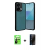 MARSİLYAN™- Redmi Note 13 Pro 5G Kılıf Kıvılcım Işık Serisi - Siyah 3D Antistatik Hayalet Cam Ekran Koruyucu + Raze Metal Kamera Lens - SH