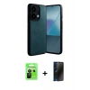MARSİLYAN™- Redmi Note 13 Pro 5G Kılıf Kıvılcım Işık Serisi - Siyah 3D Antistatik Hayalet Cam Ekran Koruyucu + Raze Metal Kamera Lens - SH