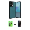 MARSİLYAN™- Redmi Note 13 Pro 5G Kılıf Kıvılcım Işık Serisi - Siyah 3D Antistatik Hayalet Cam Ekran Koruyucu + Raze Metal Kamera Lens - GS