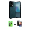 MARSİLYAN™- Redmi Note 13 Pro 5G Kılıf Kıvılcım Işık Serisi - Siyah 3D Antistatik Mat Seramik Nano Ekran Koruyucu + Raze Metal Kamera Lens - GS