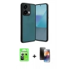MARSİLYAN™- Redmi Note 13 Pro 5G Kılıf Kıvılcım Işık Serisi - Siyah 3D Antistatik Mat Seramik Nano Ekran Koruyucu + Raze Metal Kamera Lens - GS