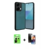 MARSİLYAN™- Redmi Note 13 Pro 5G Kılıf Kıvılcım Işık Serisi - Siyah 3D Antistatik Mat Seramik Nano Ekran Koruyucu + Raze Metal Kamera Lens - SH