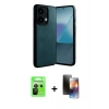 MARSİLYAN™- Redmi Note 13 Pro 5G Kılıf Kıvılcım Işık Serisi - Siyah 3D Antistatik Mat Seramik Nano Ekran Koruyucu + Raze Metal Kamera Lens - SH
