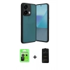 MARSİLYAN™- Redmi Note 13 Pro 5G Kılıf Kıvılcım Işık Serisi - Siyah 6D Antistatik Mat Seramik Hayalet Nano Ekran Koruyucu + Raze Metal Kamera Lens - SH