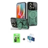 MARSİLYAN™- Redmi Note 13 Pro 5G Kılıf Kıvılcım Modern Serisi - Siyah 3D Antistatik Cam Ekran Koruyucu + Gümüş Raze Metal Kamera Lens