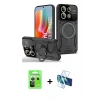 MARSİLYAN™- Redmi Note 13 Pro 5G Kılıf Kıvılcım Modern Serisi - Siyah 3D Antistatik Cam Ekran Koruyucu + Gümüş Raze Metal Kamera Lens