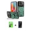 MARSİLYAN™- Redmi Note 13 Pro 5G Kılıf Kıvılcım Modern Serisi - Siyah 3D Antistatik Hayalet Cam Ekran Koruyucu + Raze Metal Kamera Lens - GS