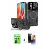 MARSİLYAN™- Redmi Note 13 Pro 5G Kılıf Kıvılcım Modern Serisi - Siyah 3D Antistatik Mat Seramik Nano Ekran Koruyucu + Raze Metal Kamera Lens - GS