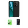 MARSİLYAN™- Redmi Note 13 Pro 5G Kılıf Kozmos Yansıma Özel Seri - Siyah 3D Antistatik Hayalet Cam Ekran Koruyucu + Gümüş Raze Metal Kamera Lens