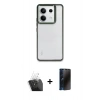 MARSİLYAN™- Redmi Note 13 Pro 5G Kılıf Nova Işık Serisi - Siyah 3D Antistatik Hayalet Cam Ekran Koruyucu + Şeffaf Kamera Lens Koruma Cam