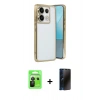 MARSİLYAN™- Redmi Note 13 Pro 5G Kılıf Vadi Minimal - Siyah 3D Antistatik Hayalet Cam Ekran Koruyucu + Raze Metal Kamera Lens - SH