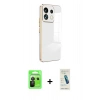 MARSİLYAN™- Redmi Note 13 Pro 5G Kılıf Yankı Serisi - Şeffaf Pasifik Cam Ekran Koruyucu + Raze Metal Kamera Lens - SH