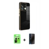 MARSİLYAN™- Redmi Note 13 Pro 5G Kılıf Yankı Serisi - Siyah 3D Antistatik Hayalet Cam Ekran Koruyucu + Raze Metal Kamera Lens - SH