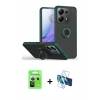 MARSİLYAN™- Redmi Note 13 Pro 5G Kılıf Yörünge Çizgi - Siyah 3D Antistatik Cam Ekran Koruyucu + Raze Metal Kamera Lens - GS
