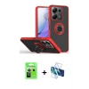 MARSİLYAN™- Redmi Note 13 Pro 5G Kılıf Yörünge Çizgi - Siyah 3D Antistatik Cam Ekran Koruyucu + Raze Metal Kamera Lens - GS
