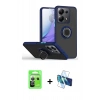 MARSİLYAN™- Redmi Note 13 Pro 5G Kılıf Yörünge Çizgi - Siyah 3D Antistatik Cam Ekran Koruyucu + Raze Metal Kamera Lens - GS