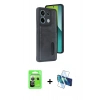 MARSİLYAN™- Redmi Note 13 Pro 5G Kılıf Yörünge Işık Serisi - Siyah 3D Antistatik Cam Ekran Koruyucu + Raze Metal Kamera Lens - GS