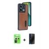 MARSİLYAN™- Redmi Note 13 Pro 5G Kılıf Yörünge Işık Serisi - Siyah 3D Antistatik Hayalet Cam Ekran Koruyucu + Raze Metal Kamera Lens - GS