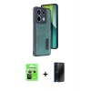MARSİLYAN™- Redmi Note 13 Pro 5G Kılıf Yörünge Işık Serisi - Siyah 3D Antistatik Hayalet Cam Ekran Koruyucu + Raze Metal Kamera Lens - GS