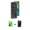 MARSİLYAN™- Redmi Note 13 Pro 5G Kılıf Yörünge Işık Serisi - Siyah 3D Antistatik Hayalet Cam Ekran Koruyucu + Raze Metal Kamera Lens - GS