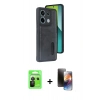 MARSİLYAN™- Redmi Note 13 Pro 5G Kılıf Yörünge Işık Serisi - Siyah 3D Antistatik Mat Seramik Nano Ekran Koruyucu + Raze Metal Kamera Lens - SH