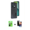 MARSİLYAN™- Redmi Note 13 Pro 5G Kılıf Yörünge Işık Serisi - Siyah 3D Antistatik Mat Seramik Nano Ekran Koruyucu + Raze Metal Kamera Lens - GS