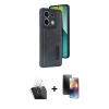 MARSİLYAN™- Redmi Note 13 Pro 5G Kılıf Yörünge Işık Serisi - Siyah 3D Antistatik Mat Seramik Nano Ekran Koruyucu + Kamera Lens Koruma Cam - SF