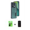 MARSİLYAN™- Redmi Note 13 Pro 5G Kılıf Yörünge Işık Serisi - Siyah 6D Antistatik Mat Seramik Hayalet Nano Ekran Koruyucu + Raze Metal Kamera Lens - SH