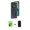 MARSİLYAN™- Redmi Note 13 Pro 5G Kılıf Yörünge Işık Serisi - Siyah 6D Antistatik Mat Seramik Hayalet Nano Ekran Koruyucu + Raze Metal Kamera Lens - GS