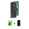 MARSİLYAN™- Redmi Note 13 Pro 5G Kılıf Yörünge Işık Serisi - Siyah 6D Antistatik Mat Seramik Hayalet Nano Ekran Koruyucu + Raze Metal Kamera Lens - SH