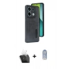 MARSİLYAN™- Redmi Note 13 Pro 5G Kılıf Yörünge Işık Serisi - Siyah Joko Magic 5D Cam + Kamera Lens Koruma Cam - SF