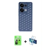 MARSİLYAN™- Redmi Note 13 Pro 5G Kılıf Zirve Form - Siyah 3D Antistatik Cam Ekran Koruyucu + Raze Metal Kamera Lens - GS