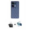 MARSİLYAN™- Redmi Note 13 Pro 5G Kılıf Zirve Form - Siyah 3D Antistatik Cam Ekran Koruyucu + Kamera Lens Koruma Cam - SF