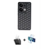 MARSİLYAN™- Redmi Note 13 Pro 5G Kılıf Zirve Form - Siyah 3D Antistatik Cam Ekran Koruyucu + Kamera Lens Koruma Cam - SF