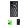 MARSİLYAN™- Redmi Note 13 Pro 5G Kılıf Zirve Form - Siyah 3D Antistatik Hayalet Cam Ekran Koruyucu + Raze Metal Kamera Lens - GS