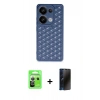 MARSİLYAN™- Redmi Note 13 Pro 5G Kılıf Zirve Form - Siyah 3D Antistatik Hayalet Cam Ekran Koruyucu + Raze Metal Kamera Lens - GS