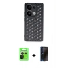 MARSİLYAN™- Redmi Note 13 Pro 5G Kılıf Zirve Form - Siyah 3D Antistatik Hayalet Cam Ekran Koruyucu + Raze Metal Kamera Lens - SH