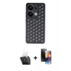 MARSİLYAN™- Redmi Note 13 Pro 5G Kılıf Zirve Form - Siyah 3D Antistatik Mat Seramik Nano Ekran Koruyucu + Kamera Lens Koruma Cam - SF