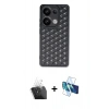 MARSİLYAN™- Redmi Note 13 Pro 5G Kılıf Zirve Form - Siyah 3D Antistatik Seramik Nano Ekran Koruyucu + Kamera Lens Koruma Cam - SF
