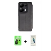 MARSİLYAN™- Redmi Note 13 Pro 5G Kılıf Zirve Yansıma Serisi - Şeffaf Pasifik Cam Ekran Koruyucu + Siyah Raze Metal Kamera Lens