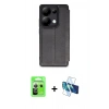 MARSİLYAN™- Redmi Note 13 Pro 5G Kılıf Zirve Yansıma Serisi - Siyah 3D Antistatik Cam Ekran Koruyucu + Raze Metal Kamera Lens - GS