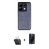 MARSİLYAN™- Redmi Note 13 Pro 5G Kılıf Zirve Yansıma Serisi - Siyah 3D Antistatik Hayalet Cam Ekran Koruyucu + Şeffaf Kamera Lens Koruma Cam