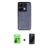 MARSİLYAN™- Redmi Note 13 Pro 5G Kılıf Zirve Yansıma Serisi - Siyah 3D Antistatik Hayalet Cam Ekran Koruyucu + Raze Metal Kamera Lens - GS