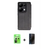 MARSİLYAN™- Redmi Note 13 Pro 5G Kılıf Zirve Yansıma Serisi - Siyah 3D Antistatik Hayalet Cam Ekran Koruyucu + Raze Metal Kamera Lens - GS