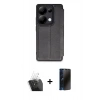 MARSİLYAN™- Redmi Note 13 Pro 5G Kılıf Zirve Yansıma Serisi - Siyah 3D Antistatik Hayalet Cam Ekran Koruyucu + Şeffaf Kamera Lens Koruma Cam